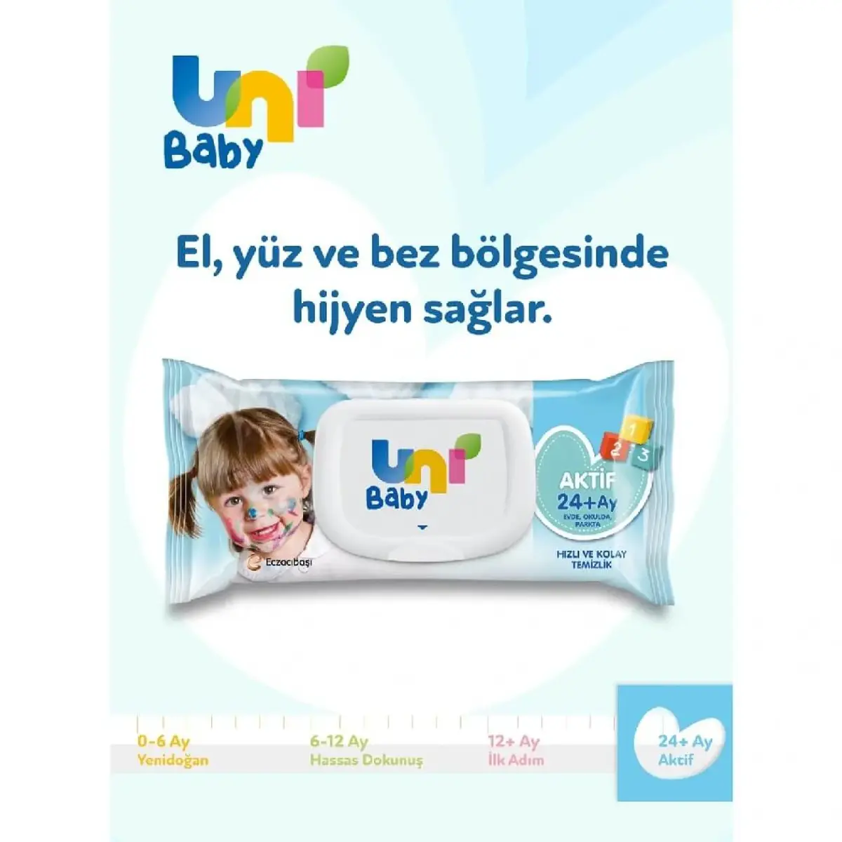 Uni Baby Aktif Simple Clean Islak Mendil 3x52li 24+ Ay