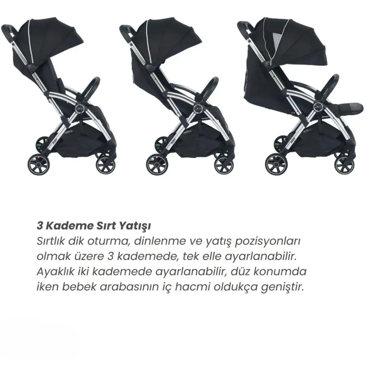 Merkür Bebe Ruby Kabin Bebek Arabası Siyah