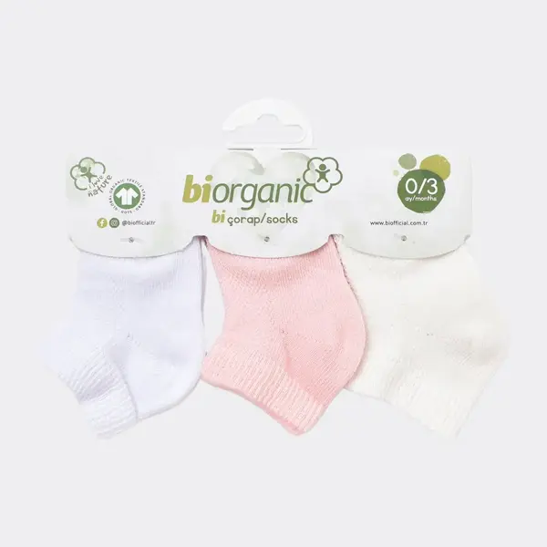 Bibaby Organik Çorap Soket 3lü Summer Pembe