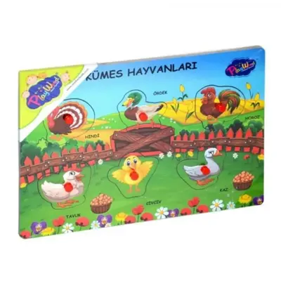 Playwood Ahşap Tutmalı Çiftlik Sevimli Kümes Hayvanları