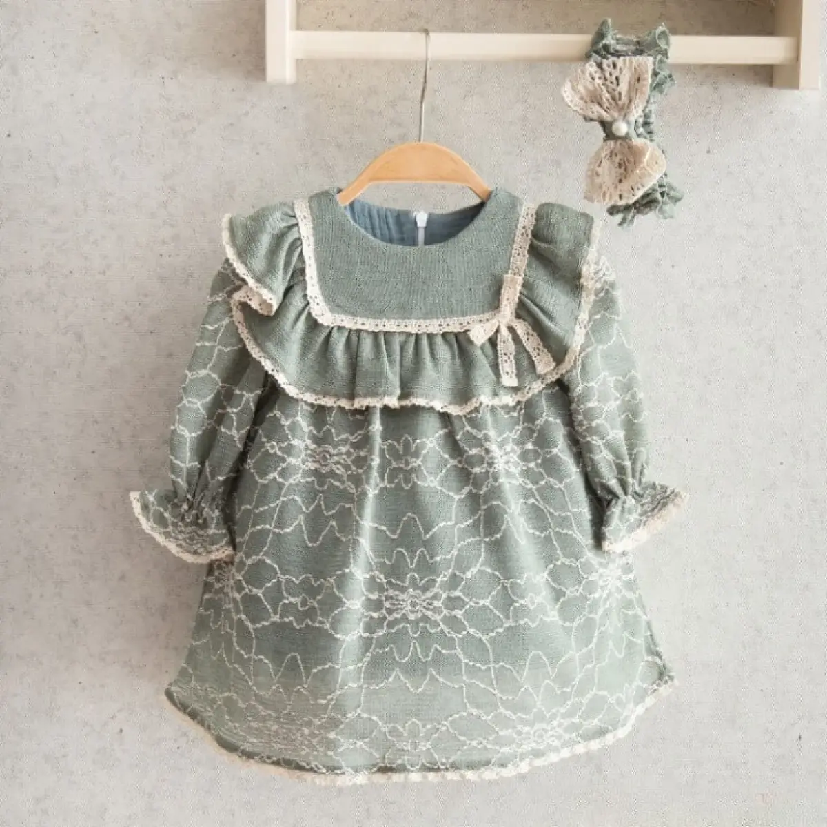 Miomini Elbise Saç Bantlı Triko Kopanakili Yeşil 