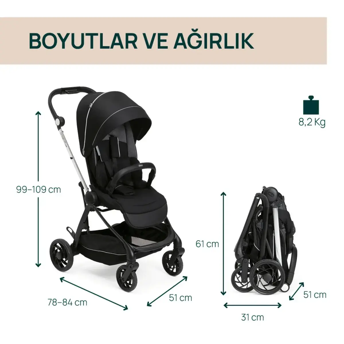 Chicco One4Ever Lounge Bebek Arabası Black Beauty
