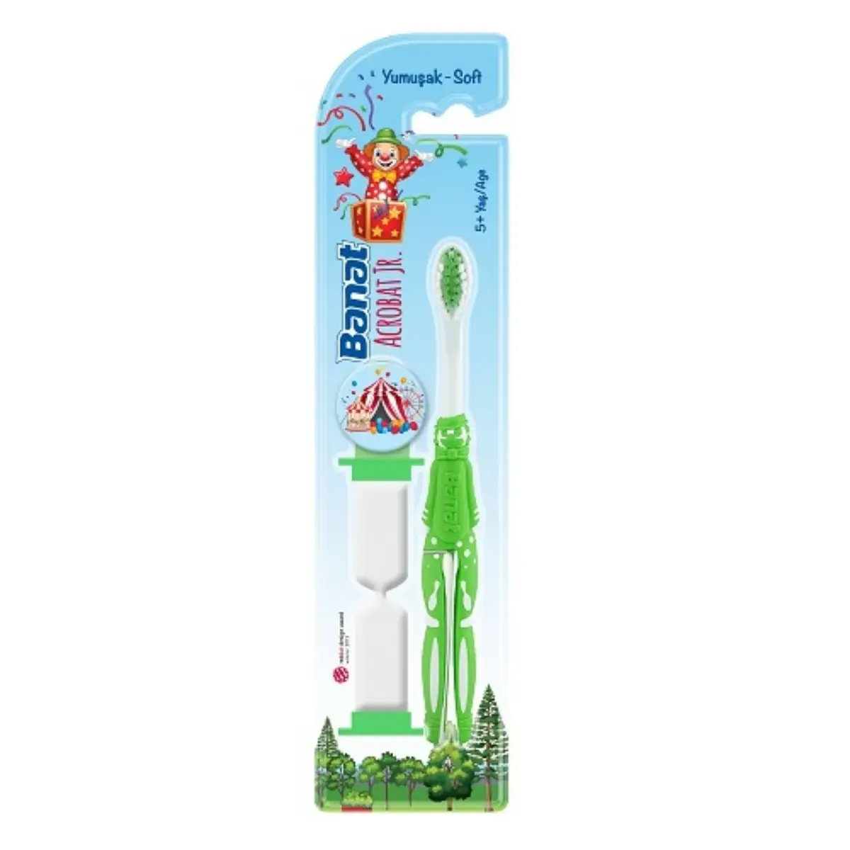 Banat Acrobat Jr Çocuk Diş Macunu 35 ml,Çocuk Diş Fırçası Kum Saatli Soft Acrobat Jr. 5+ Yaş