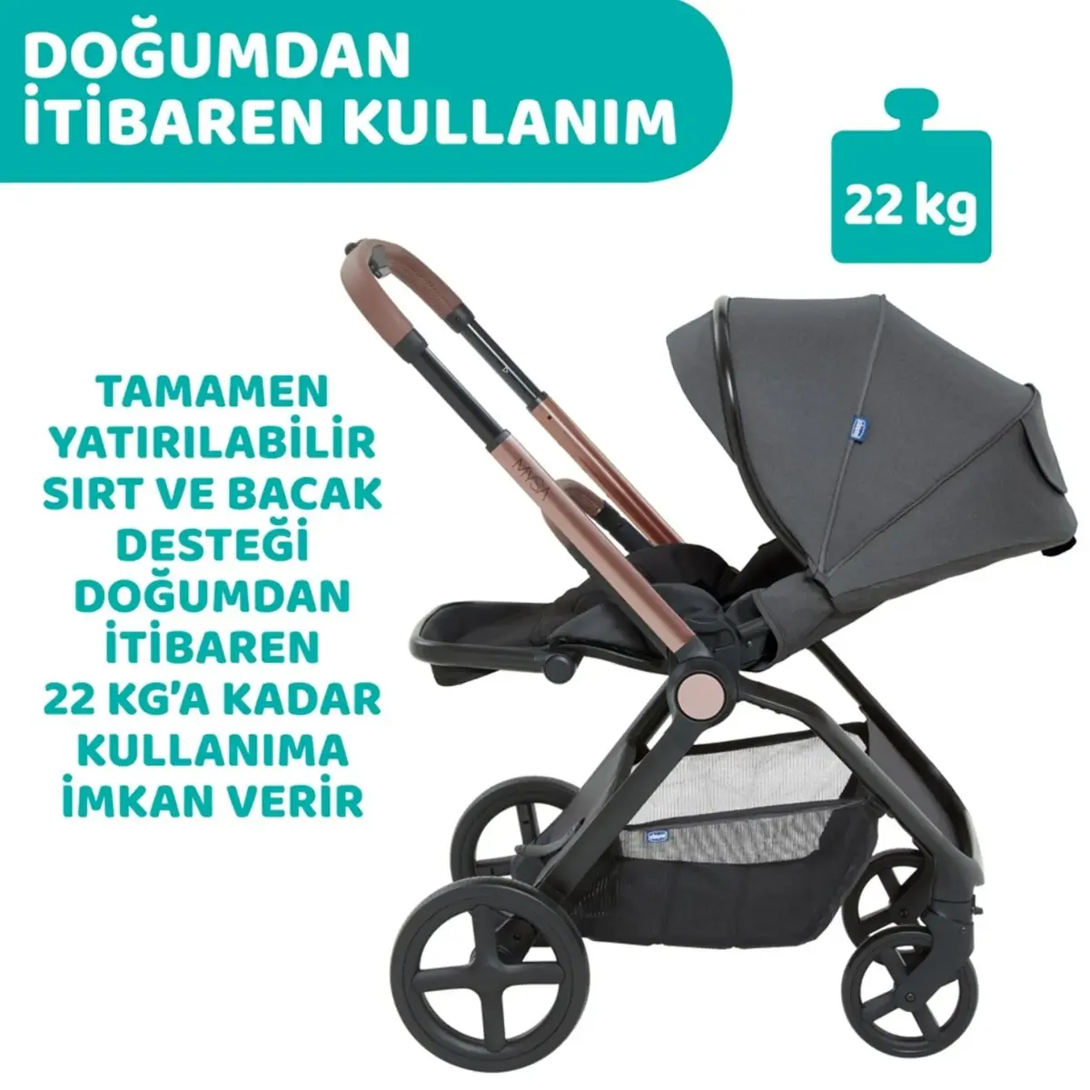 Chicco Mysa Çift Yönlü Bebek Arabası Black Satın