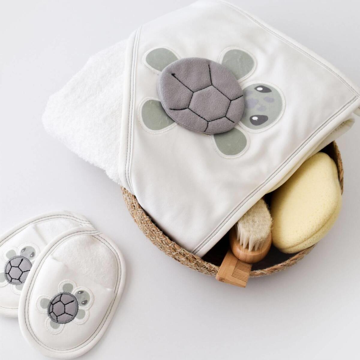 Bibaby Bornoz Takımı Tortoise Ekru - Yeşil