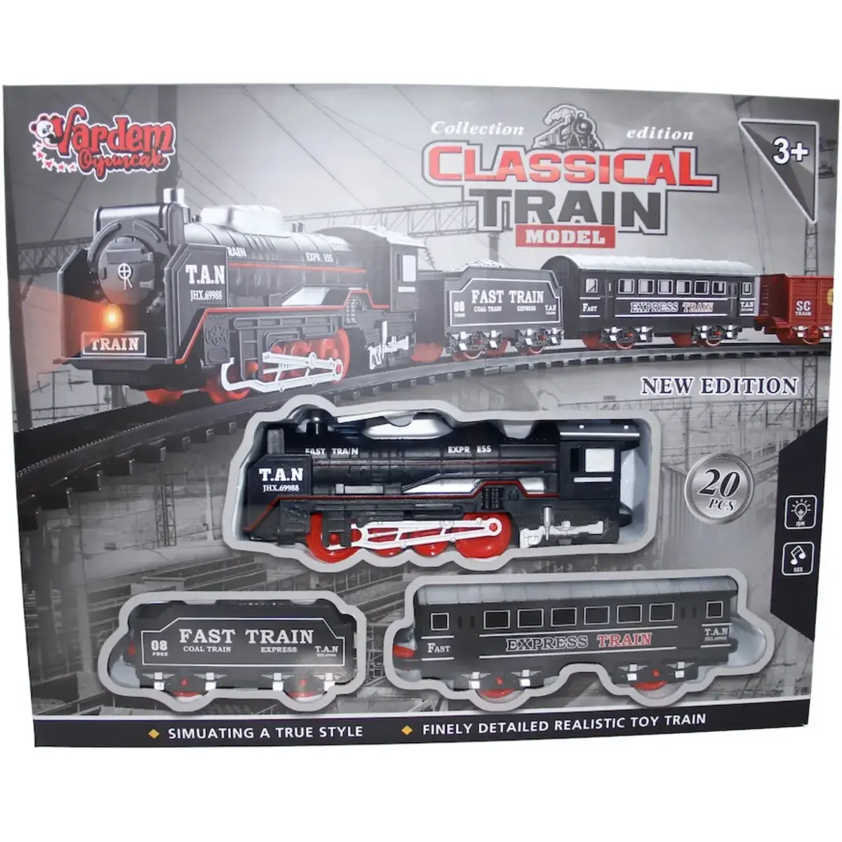 Vardem Kutulu 20 Parça Işıklı ve Sesli Classic Model Tren Set