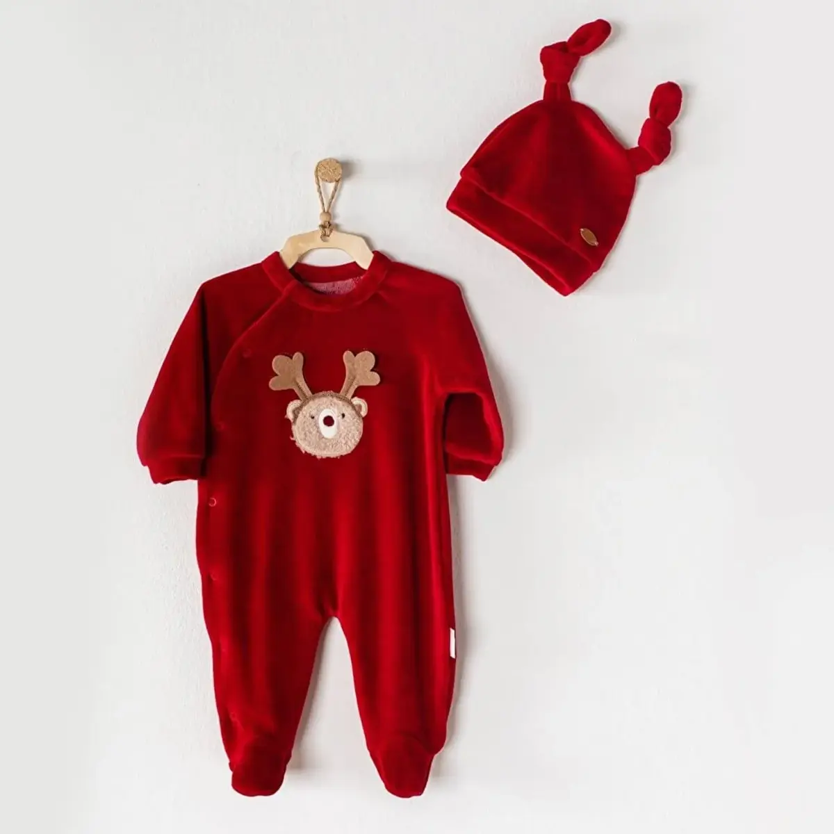 Andy Wawa Tulum Şapka Takım Velvet Happy New Year Bordo