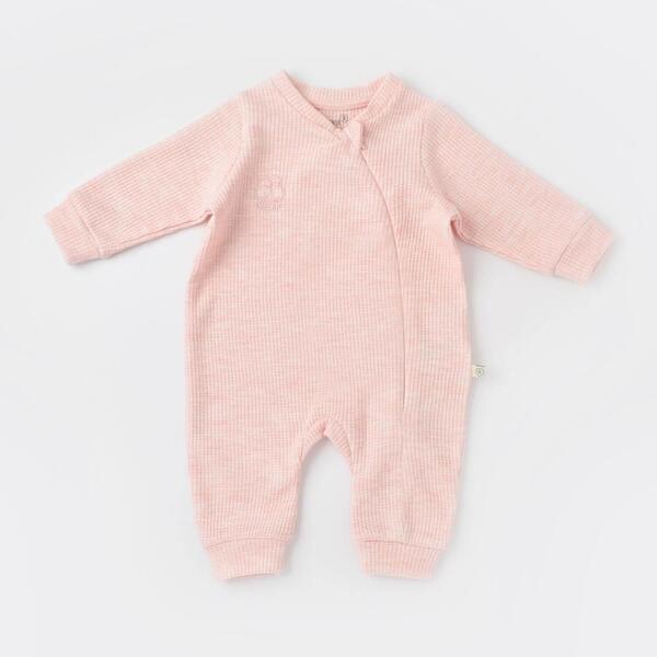 Bibaby Organik Tulum Fermuarlı Nature In Waffle Pembe Melanj