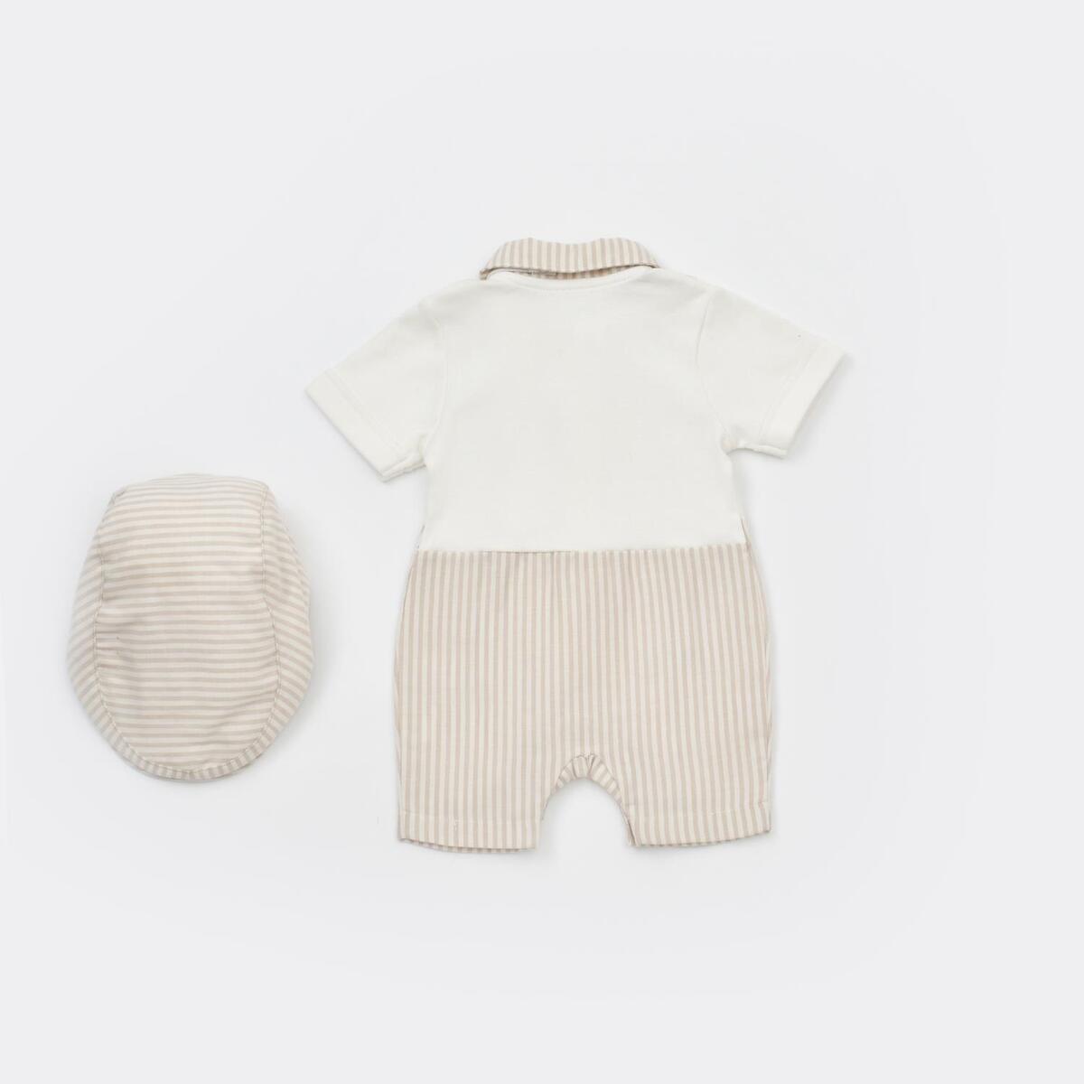 Bibaby Salopet Şortlu Royal Kasketli Bej