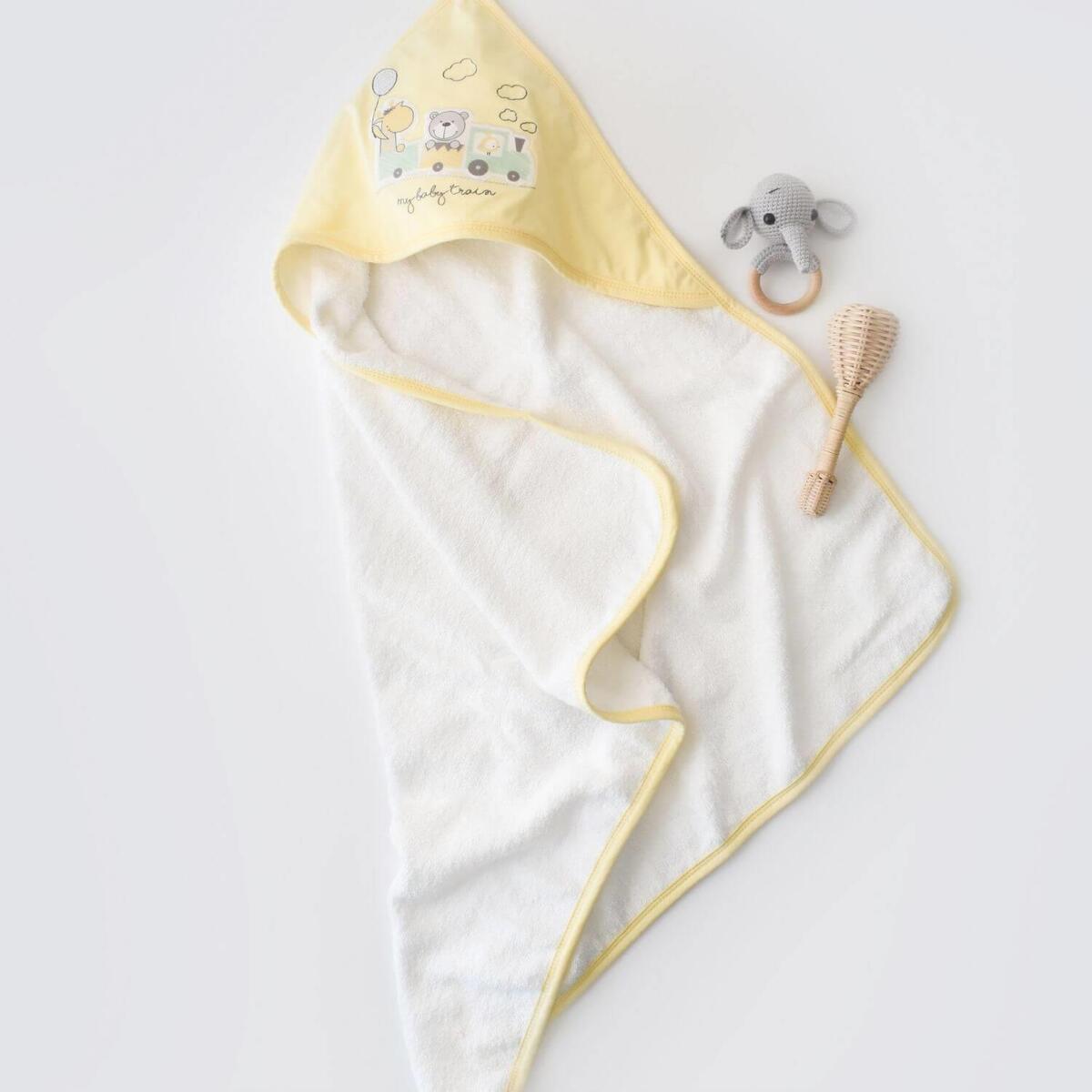 Bibaby Havlu Baby Train Ekru - Sarı