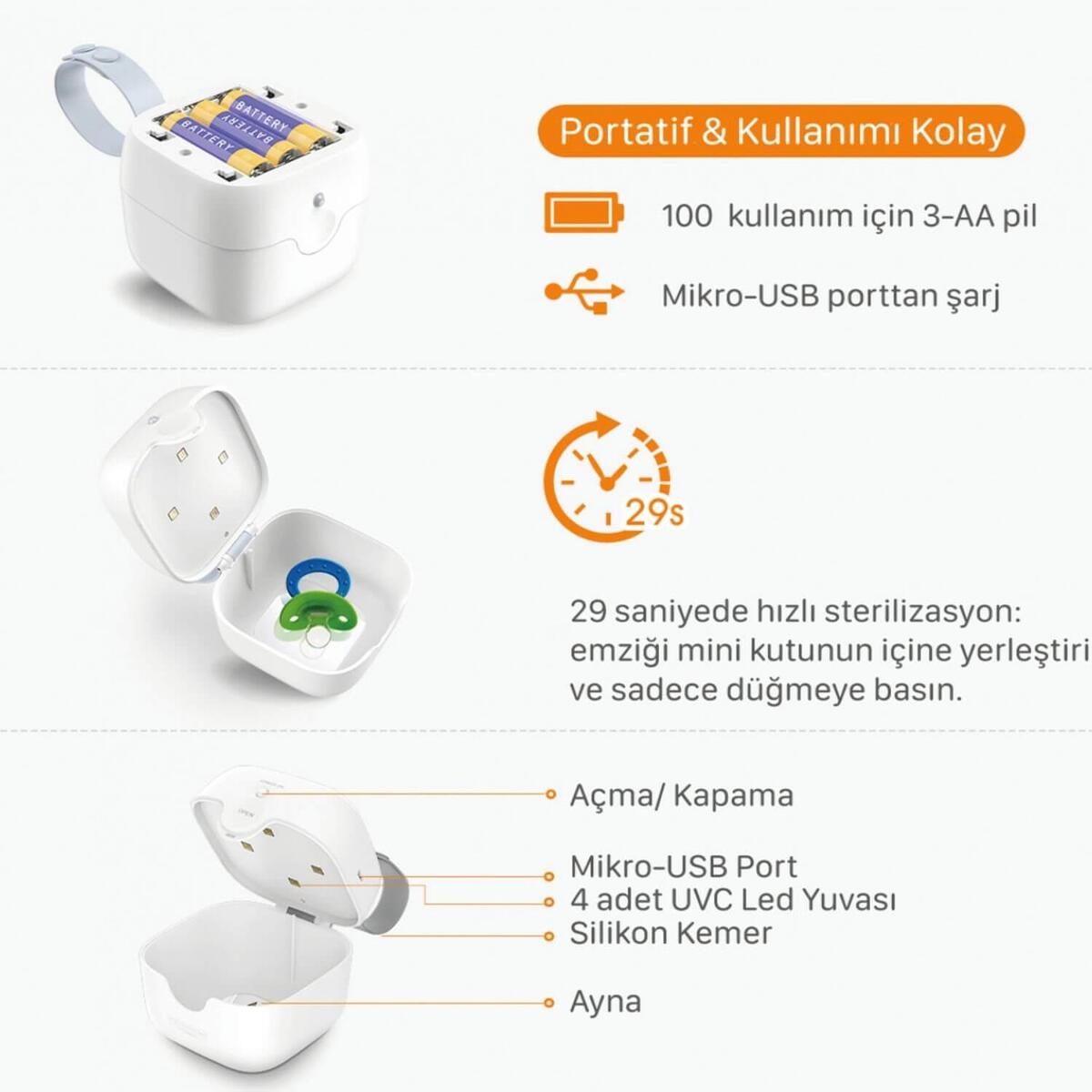 59S S6 Ultraviyole-C LED Mini Sterilizasyon Kutusu  
