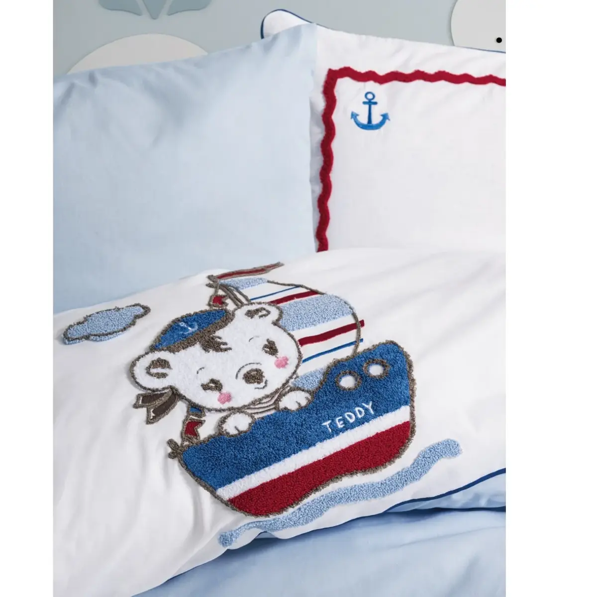 Cottonbox Punch Nakış Bebek Nevresim Takımı Miniyo Mavi