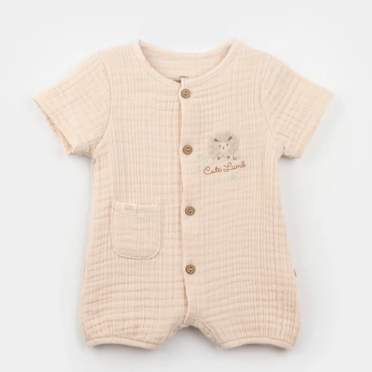 Bibaby Şort Tulum Lamb Friends Bej Bibaby Şort Tulum Lamb Friends Bej