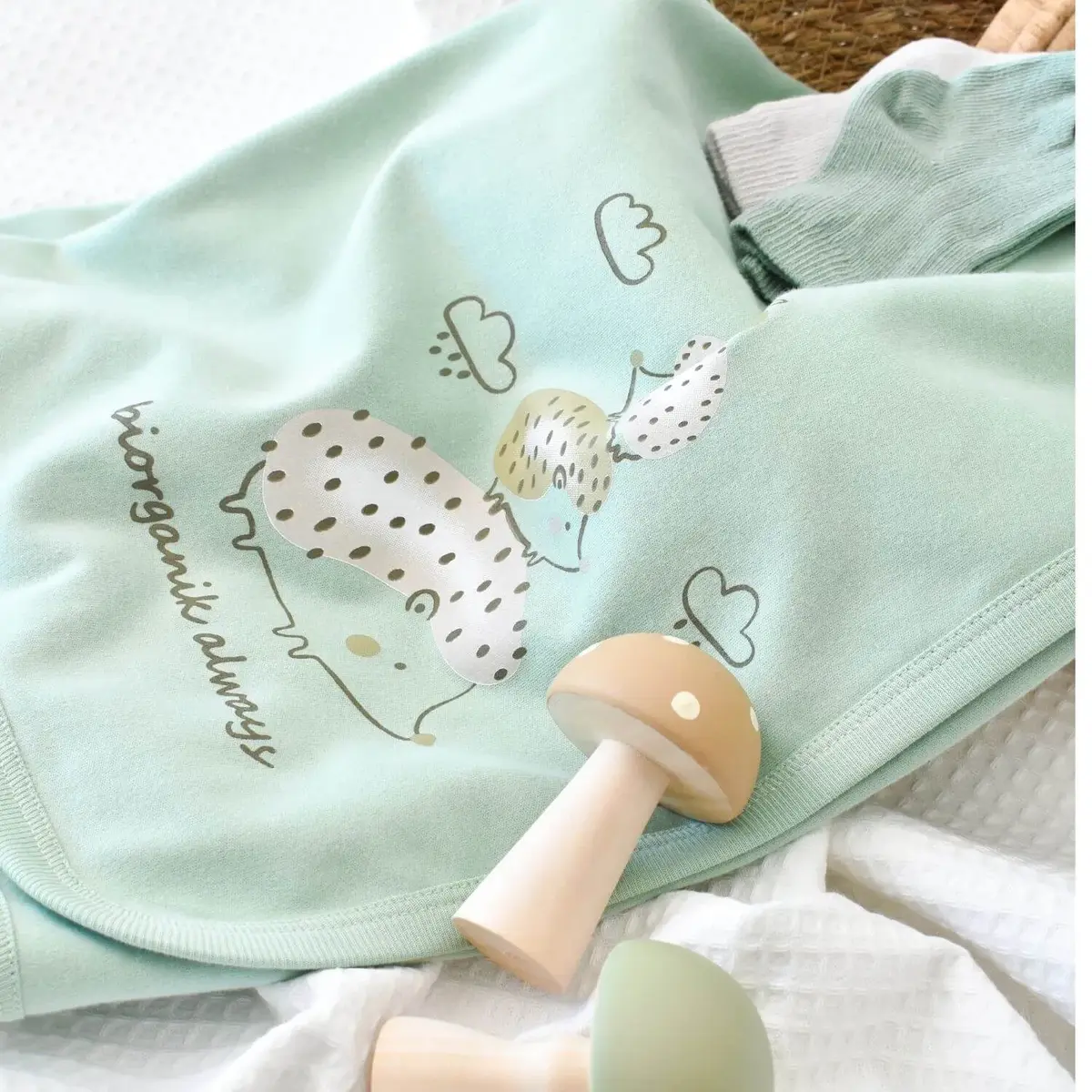 Bibaby Organik Battaniye Happy Always Yeşil