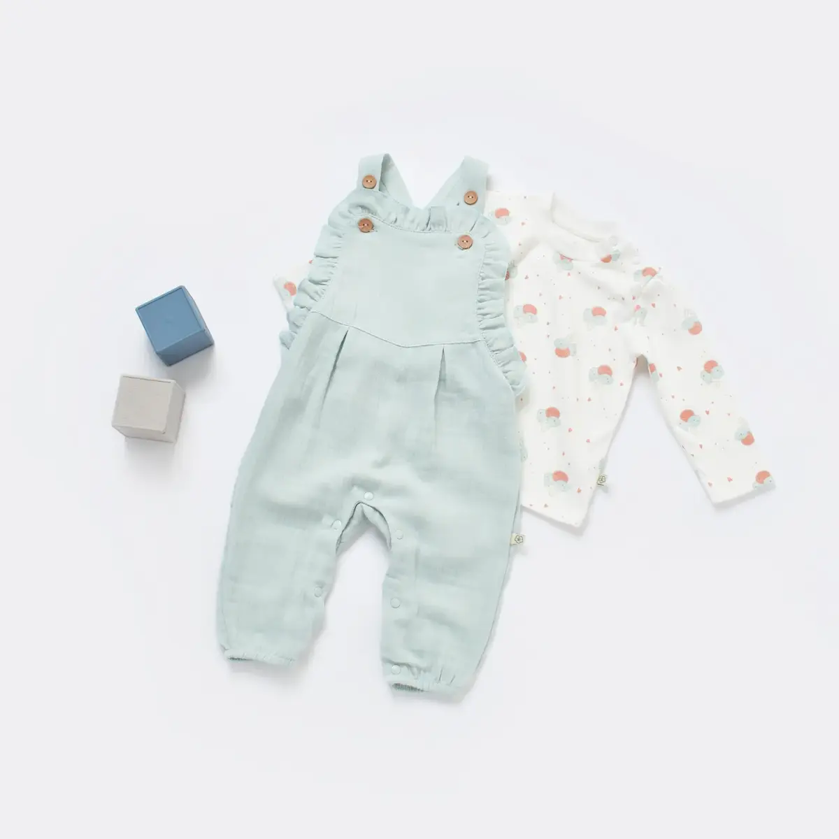 Bibaby Organik Salopet Tulum Pretty Ears Bunny Mint
