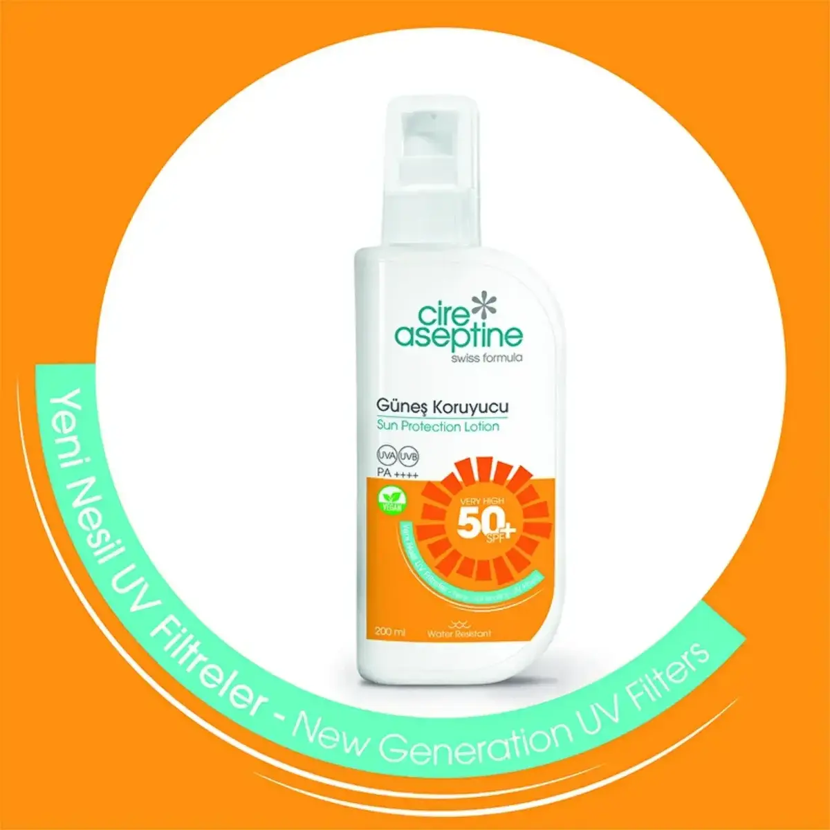 Cire Aseptine Güneş Koruyucu Yetişkin 50 SPF 200 ml Yeni Nesil Filtre