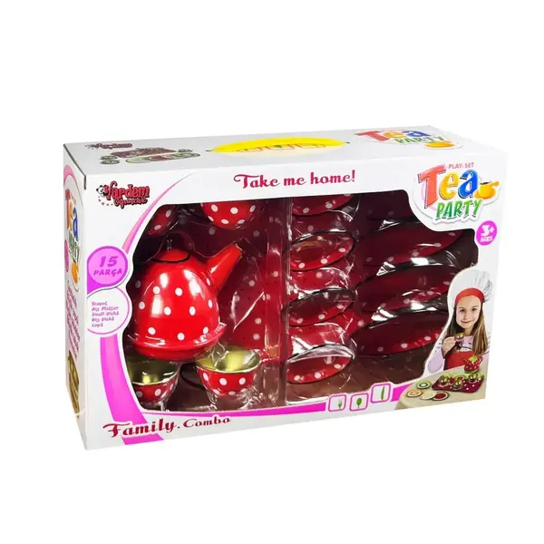 Vardem Puantiye'li Renkli Metal Çay Set 14 Parça