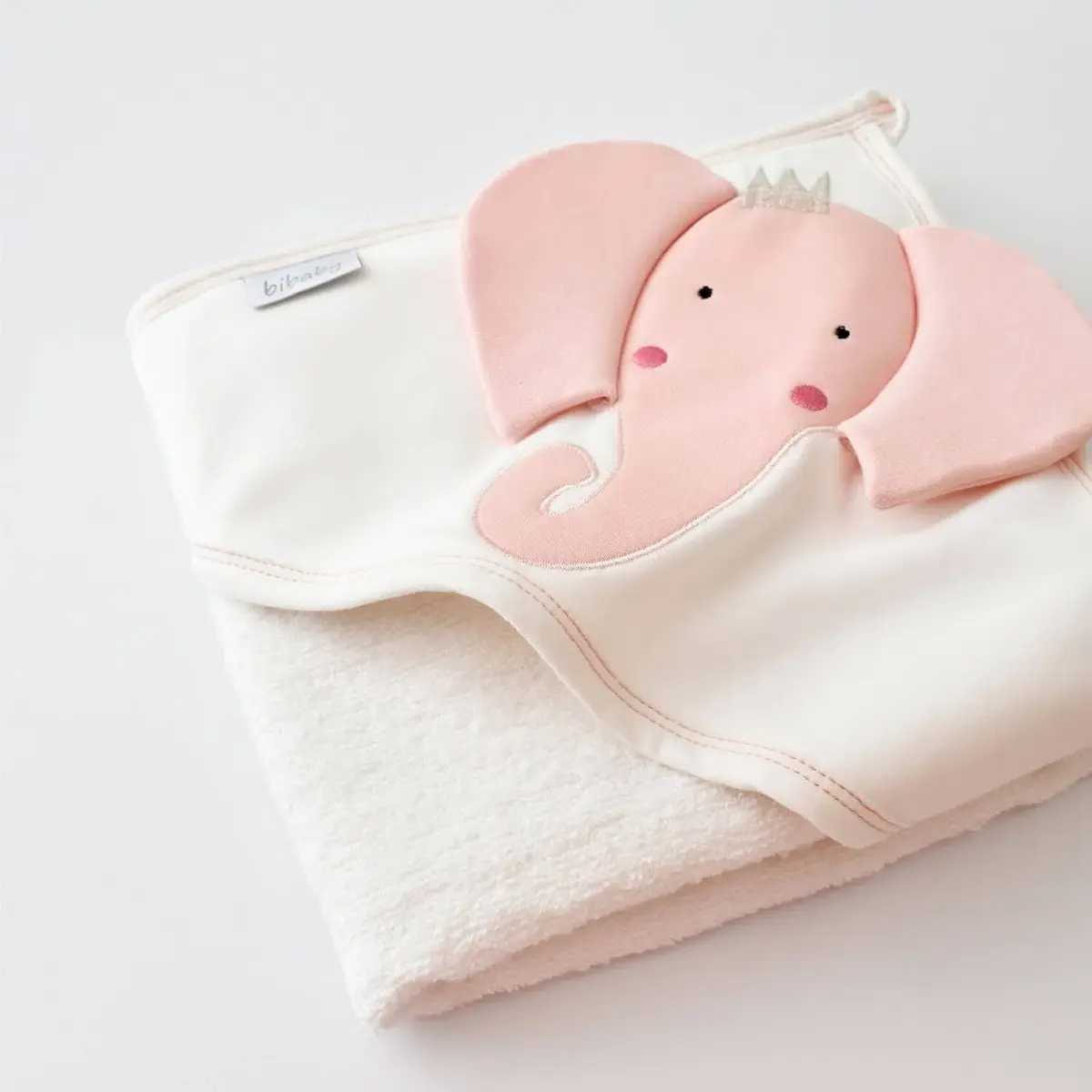 Bibaby Havlu Princess Elephant Ekru - Pembe