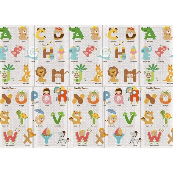 Parklon Mutlu Hayvanlar Alfabe Katlanabilir Bebek Oyun Halısı 140x200x1 cm