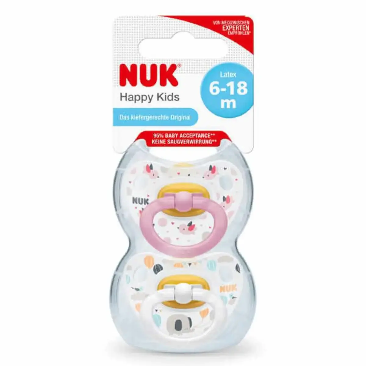 Nuk Happy Kids Kauçuk Emzik 2li 6+ Ay Kız