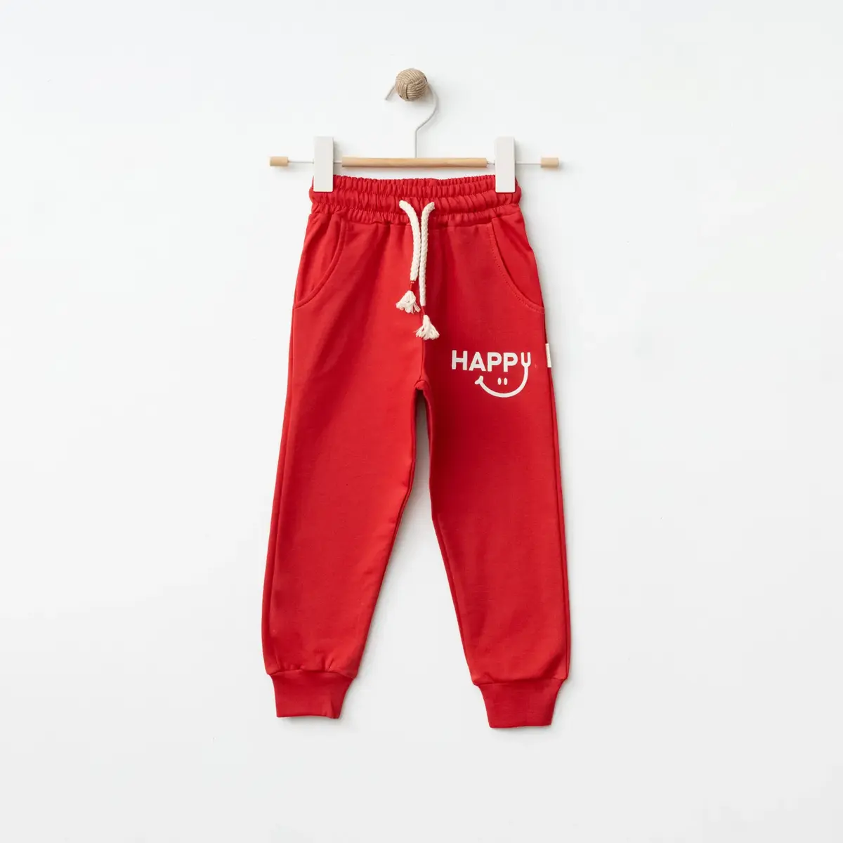 Bebolly Eşofman Altı Happy Baskılı Kırmızı Bebolly Eşofman Altı Happy Baskılı Kırmızı