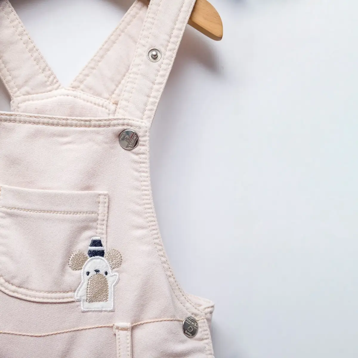 Overdo Salopet Ham Nakışlı Bej