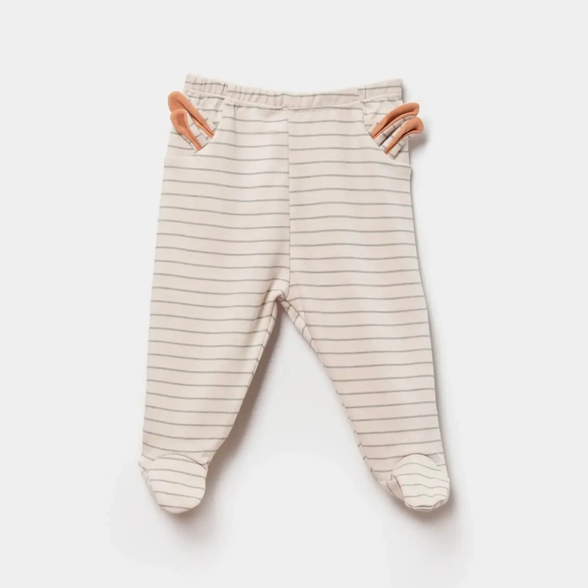 Bibaby Organik Pantolon Patikli Cool Lines Bunny Bej - Hardal