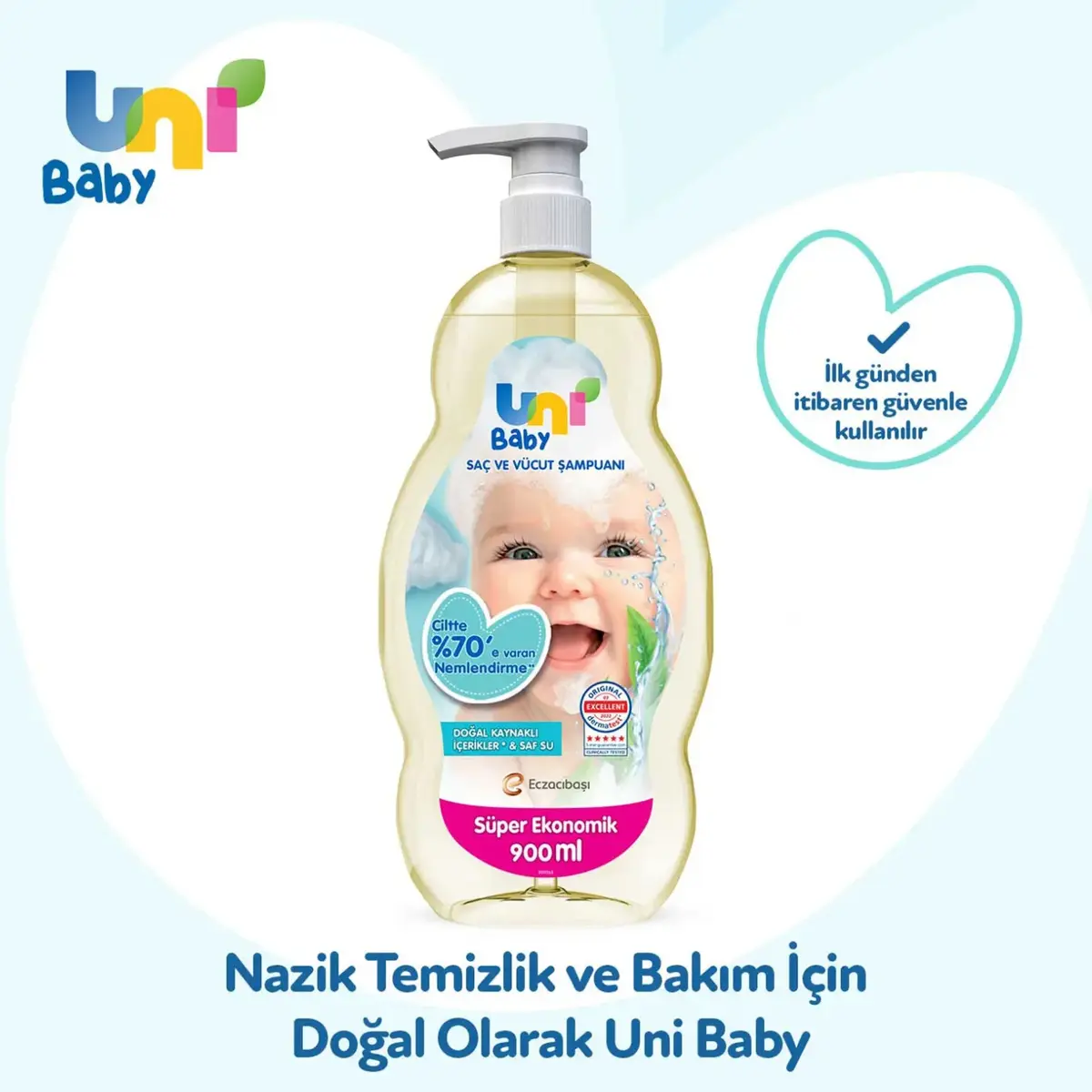 Uni Baby Şeffaf Bebek Şampuanı 900 ml x 3 Adet