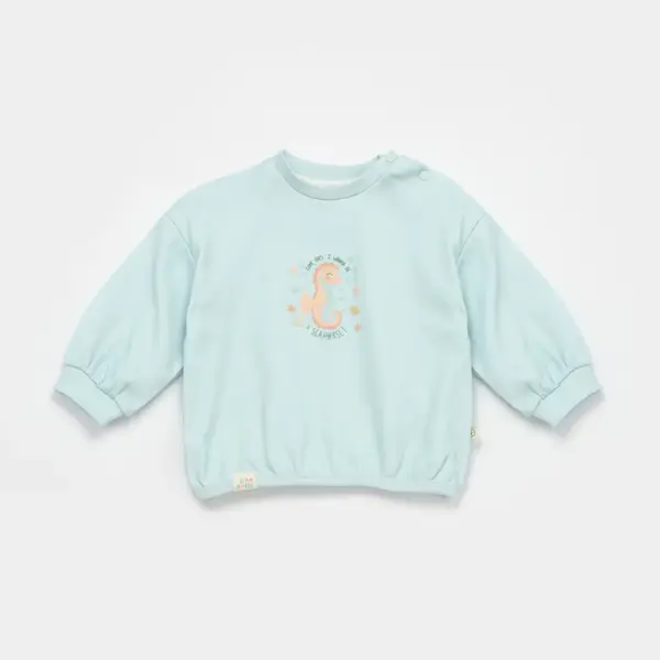 Bibaby Organik Sweatshirt Save The Seahorse Bej - Mint
