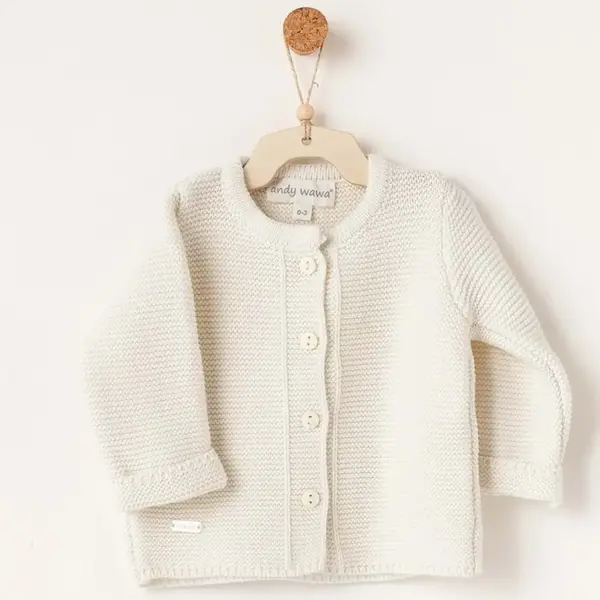 Andy Wawa Ceket Triko Basic  Ekru