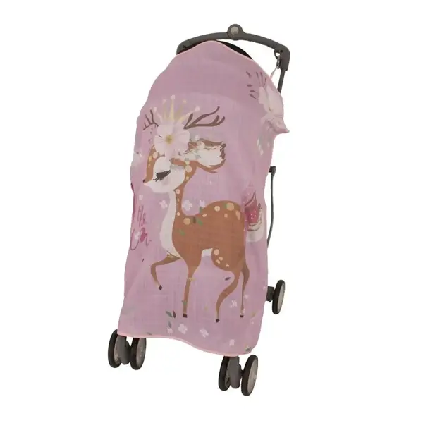 Sevi Bebe Müslin Bebek Arabası Örtüsü Pano Baskılı Ceylan 