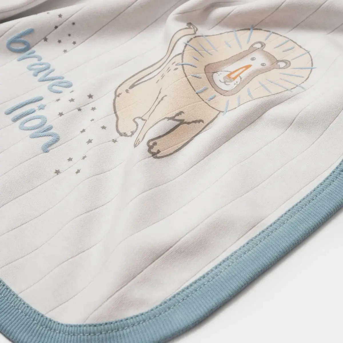 Bibaby Organik Battaniye Brave Lion Ekru - Turkuaz