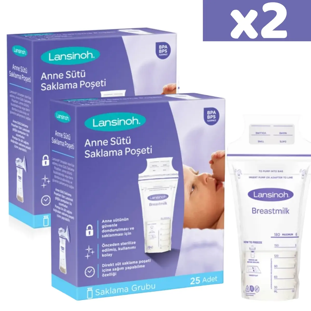Lansinoh Süt Saklama Poşeti 25li x 2 Adet Lansinoh Süt Saklama Poşeti 25li x 2 Adet
