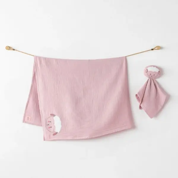 Andy Wawa Battaniye Müslin Uyku Arkadaşı Baby Home 110x90cm Pembe