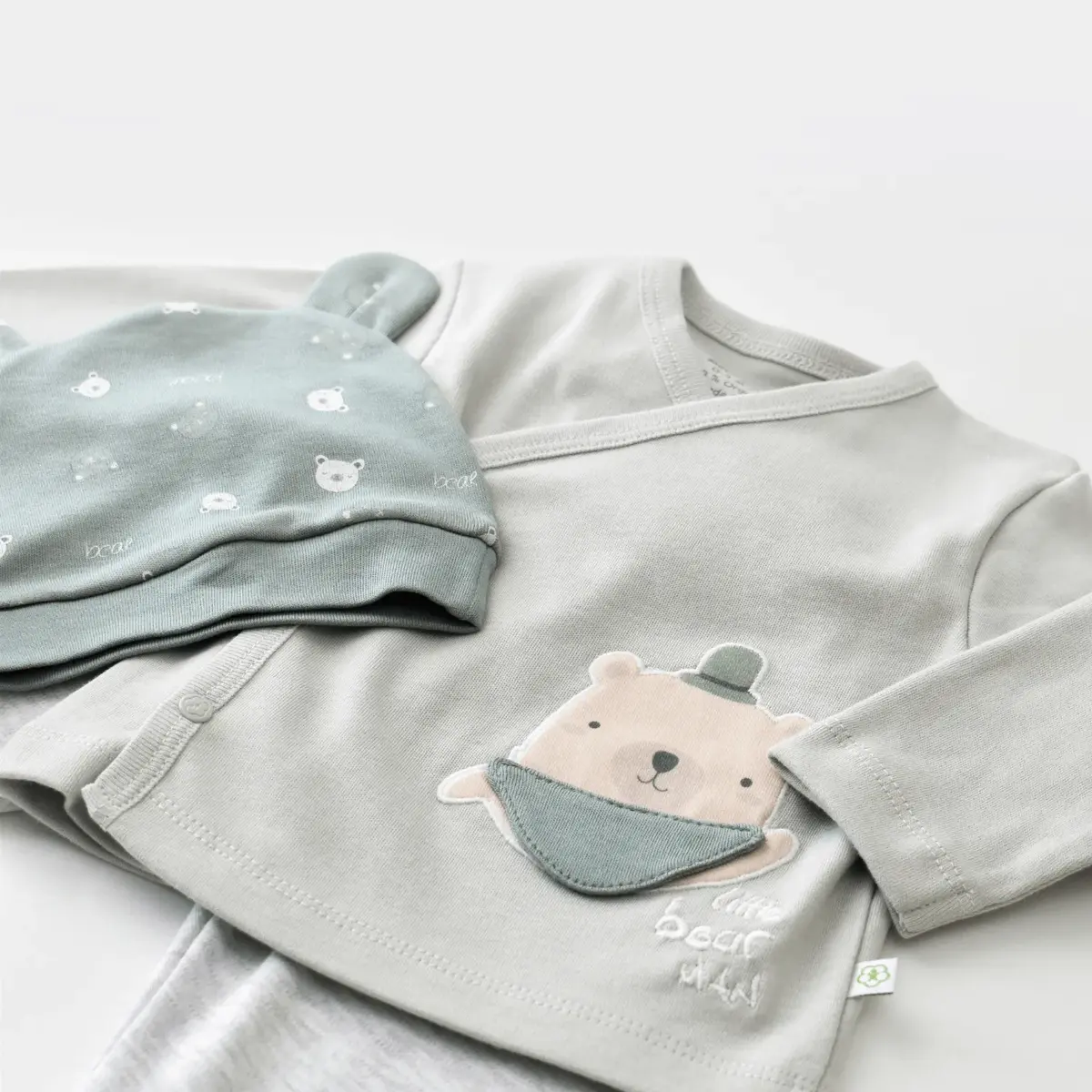 Bibaby Organik Zıbın Takımı 3lü Hug Me Bear Kar Melanj