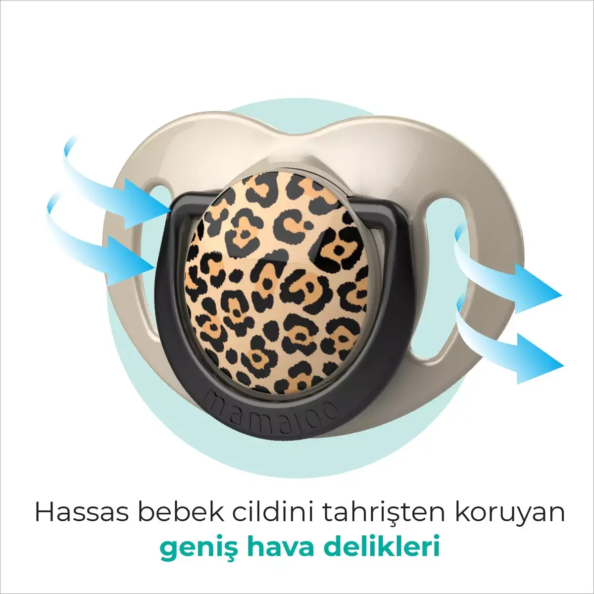 Mamajoo Silikon Emzik 2li & Sterilizasyon Saklama Kutusu 12+ Ay Bej Leopar