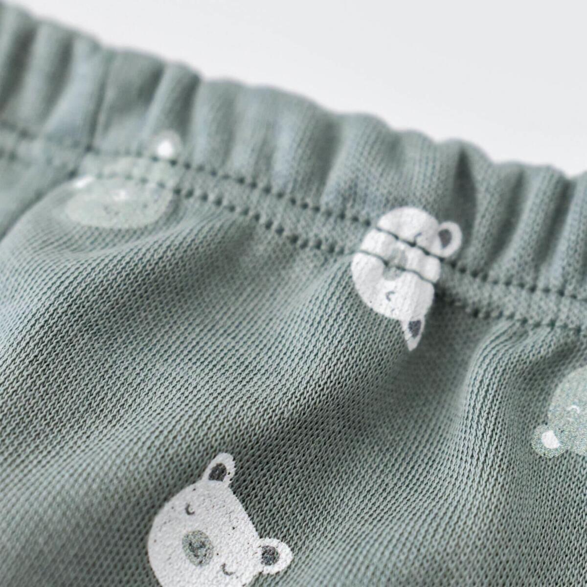 Bibaby Organik Pantolon Patikli Hug Me Bear Yeşil