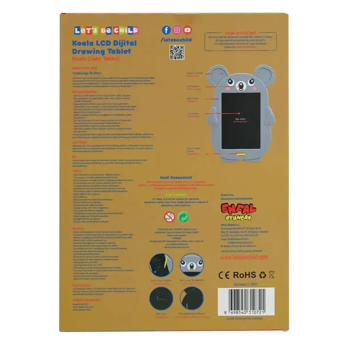 LC Koala Çizim Tableti 8,5 İnç