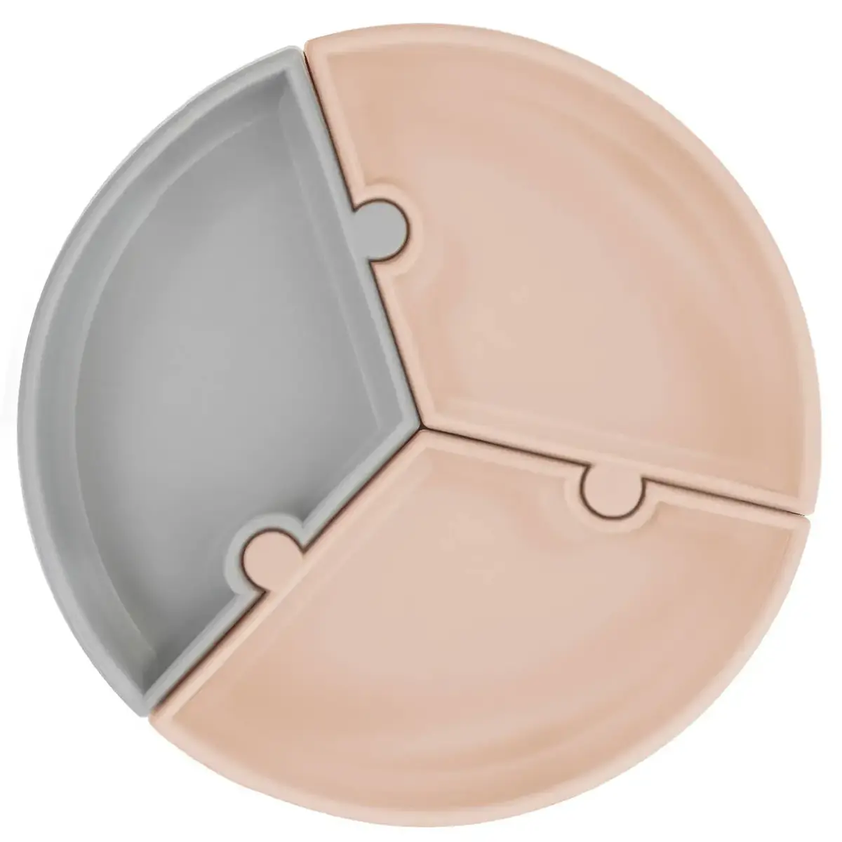 OiOi Puzzle Vakumlu Mama Tabağı Bubble Beige - Powder Grey