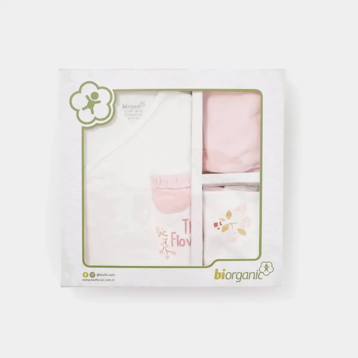 Bibaby Organik Hastane Çıkışı 5li The Flowers Ekru - Pembe