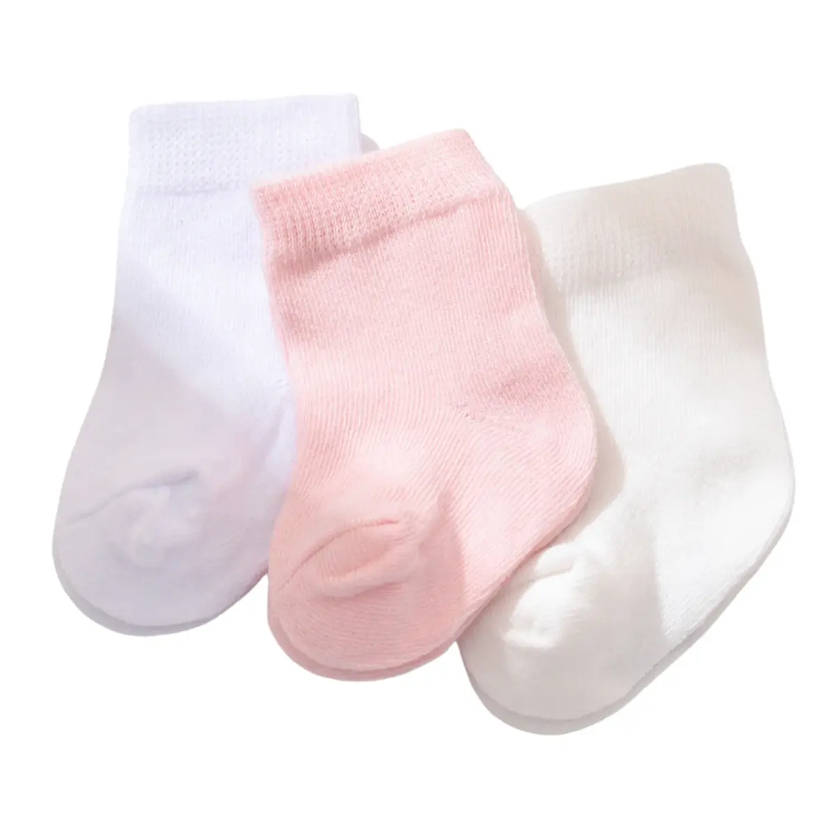 Bibaby Organik Çorap Soket 3lü Basic Pembe - Beyaz