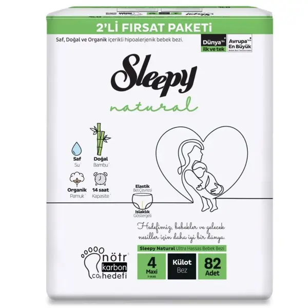 Sleepy Natural Külot Bebek Bezi 4 Beden Maxi 82li Fırsat Paket