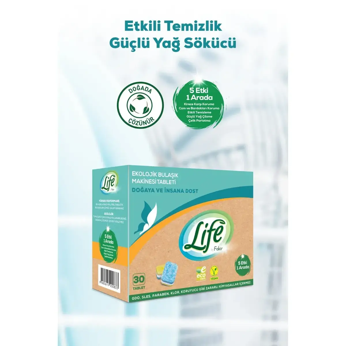 Life by Fakir Ekolojik Vegan Bulaşık Makinesi Tableti 30lu