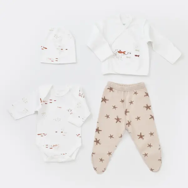 Bibaby Organik Zıbın Takımı Magic Starfish Prematüre Latte