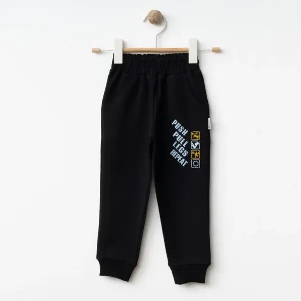 Winimo Çocuk Eşofman Altı Push Pull Baskılı Siyah