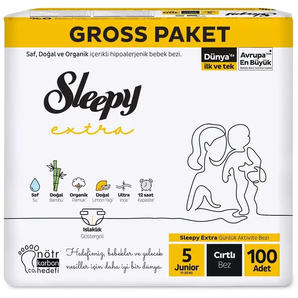 Sleepy Bebek Bezi 5 Beden Junior 11-18 Kg 100lü Ekstra Paket