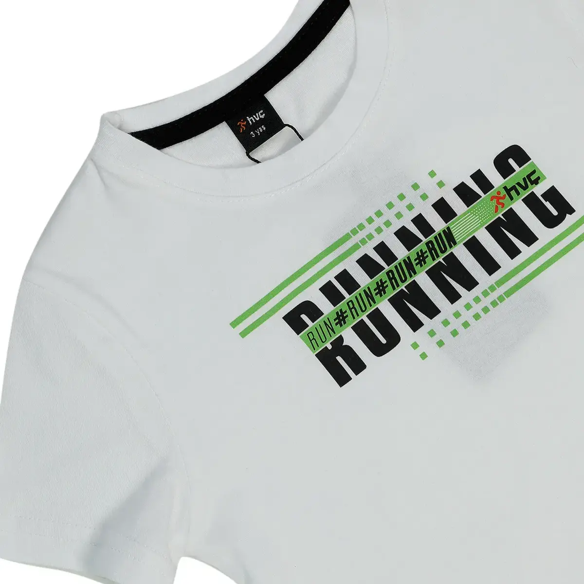 Hvc T-Shirt Run Baskılı Beyaz - Yeşil