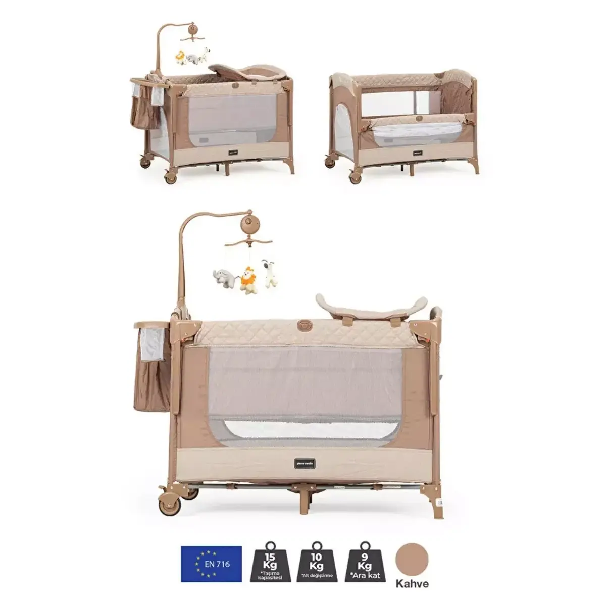 Pierre Cardin Luna Anne Yanı Oyun Parkı 60x100 cm Kahve