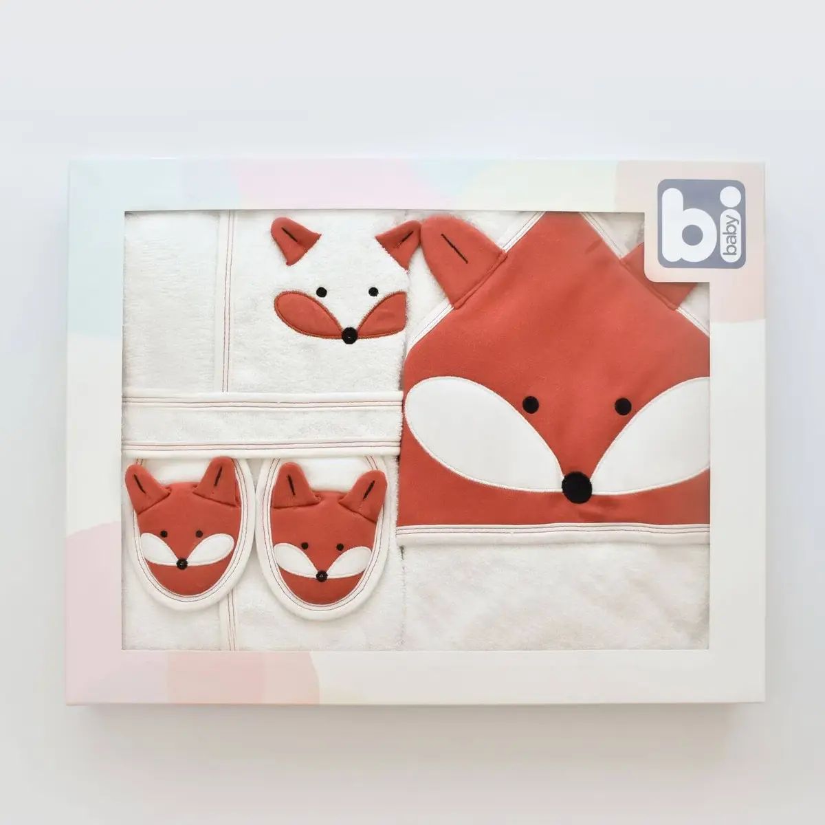 Bibaby Bornoz Takımı Sweet Fox Ekru - Kiremit