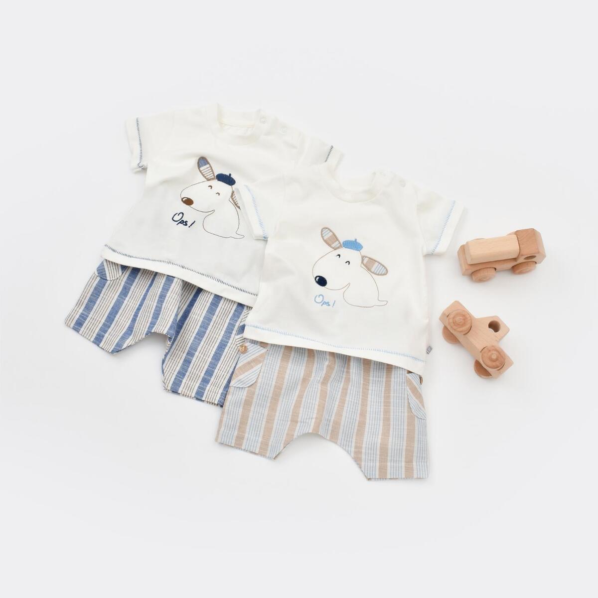 Bibaby 2li Takım Şortlu Stripe Sytle Lacivert - Bej